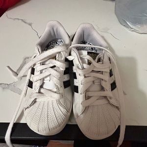 Adidas like new lightly used condition white with black symbol shell toe